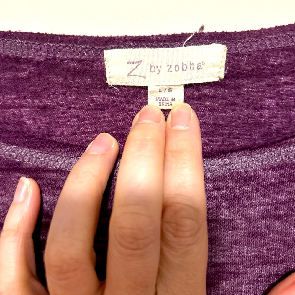 Z by Zobha “Wine a Little Laugh a Lot” Long Sleeved Shirt (Size Large) - Picture 5 of 6